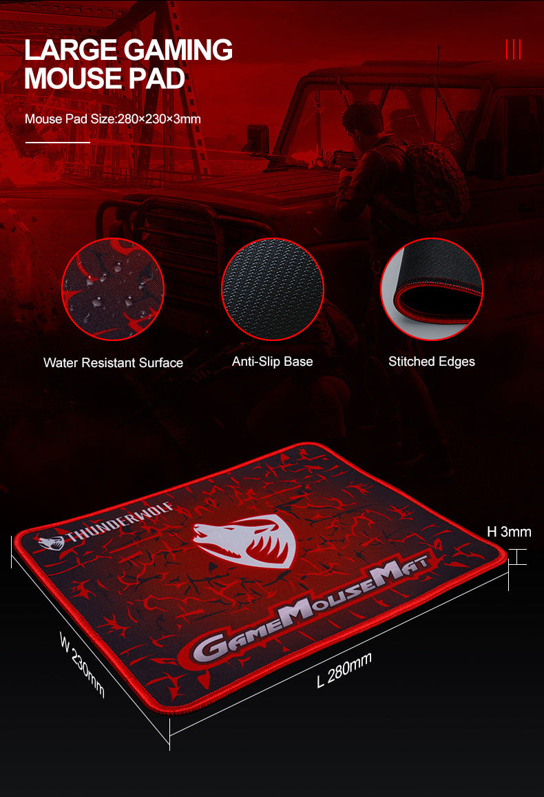 T-Wolf  Gaming Devices Set 104 Keys LED Backlit Gaming Keyboard  Mouse  Gaming Headset  Mouse Pad 4 in 1Combo