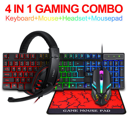 T-Worth Gaming Headphone LED Keyboard Mouse Mousepad  4 in 1 Combo Gaming Pack