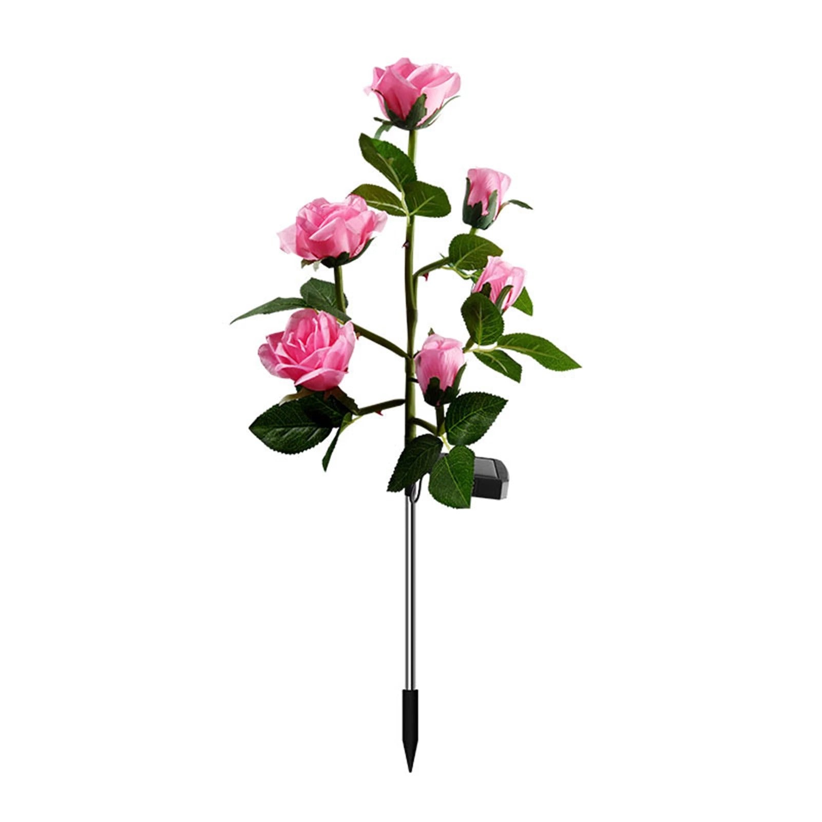 Solar Powered Rose Light Flower Lights Lamp Pink Rose
