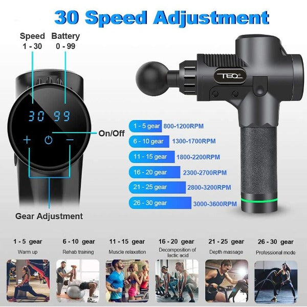 TEQ Powerful  Vibration Muscle Therapy Relax Massager Gun + Free Carry Case