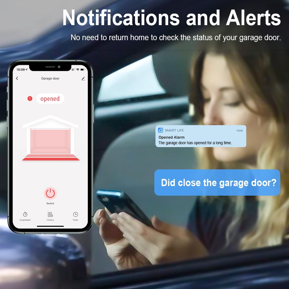 Tuya WIFI Smart Garage Door Controller Remote Control Voice Timing Controller