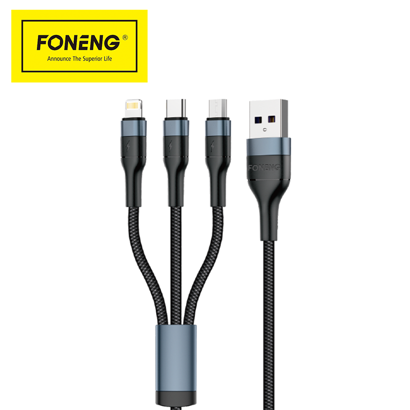 Foneng 3 IN 1 Spiral Weaved Quick Charge DADA Cable