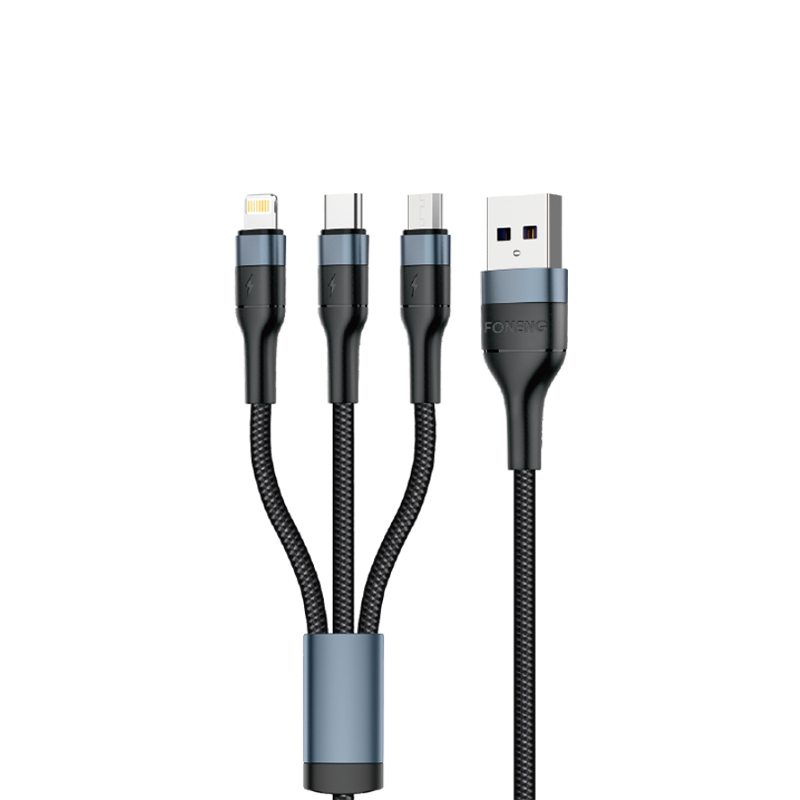 Foneng 3 IN 1 Spiral Weaved Quick Charge DADA Cable