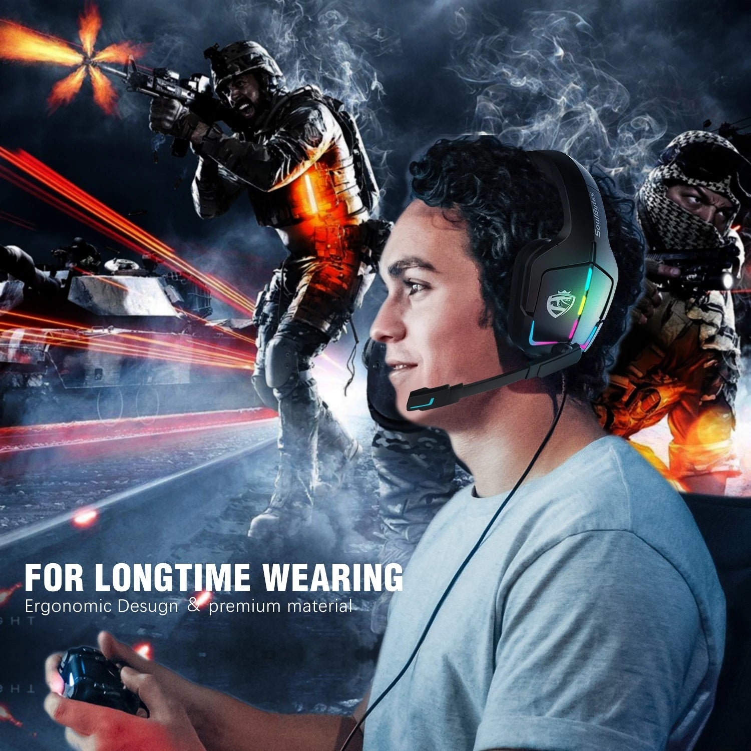 SoulBytes Gaming Noise Canceling Headphones For Ps4 ps5 Xbox PC Nintendo Switch