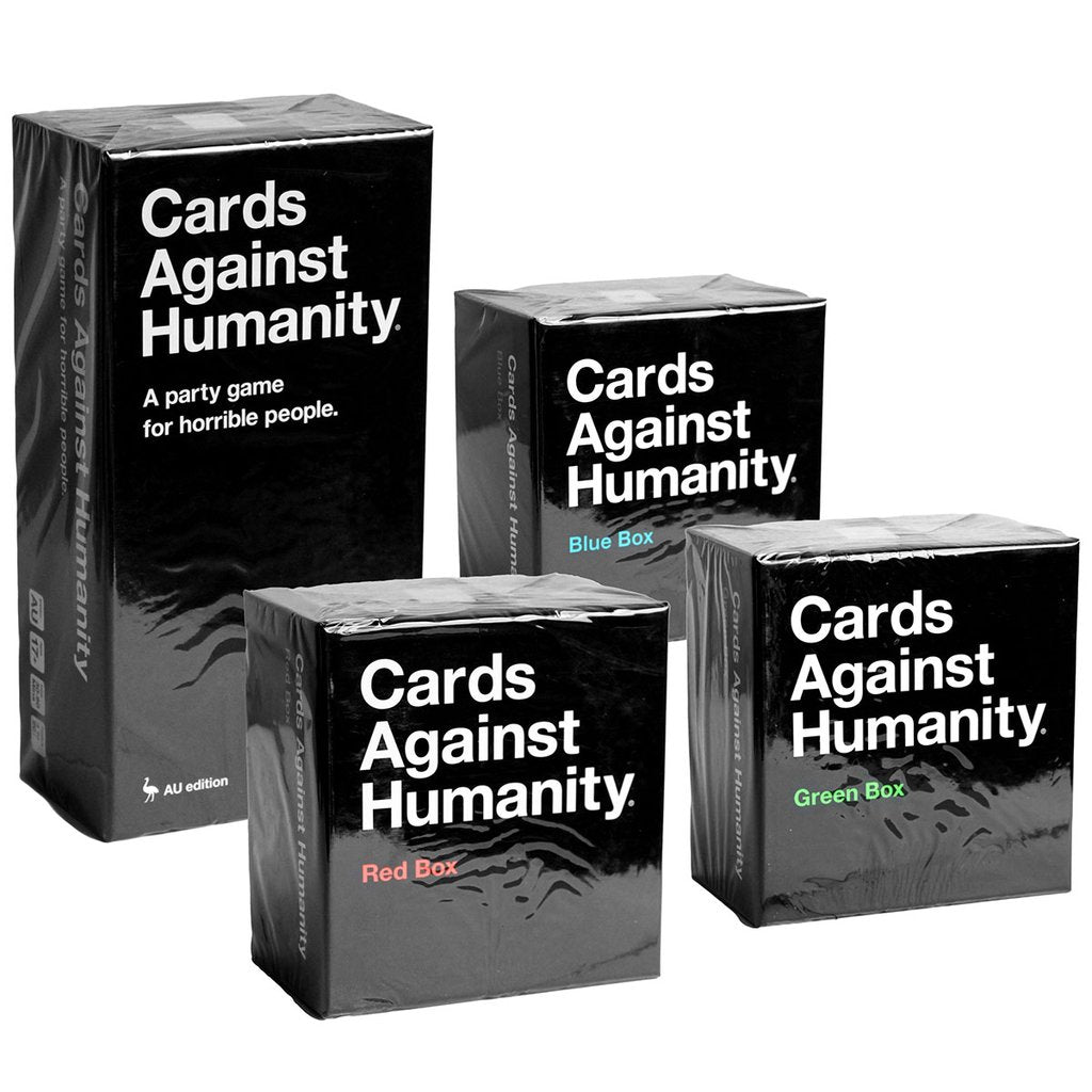 Cards Against Humanity 2.0 AU Main Set + Blue, Red, Green Expansion Boxes