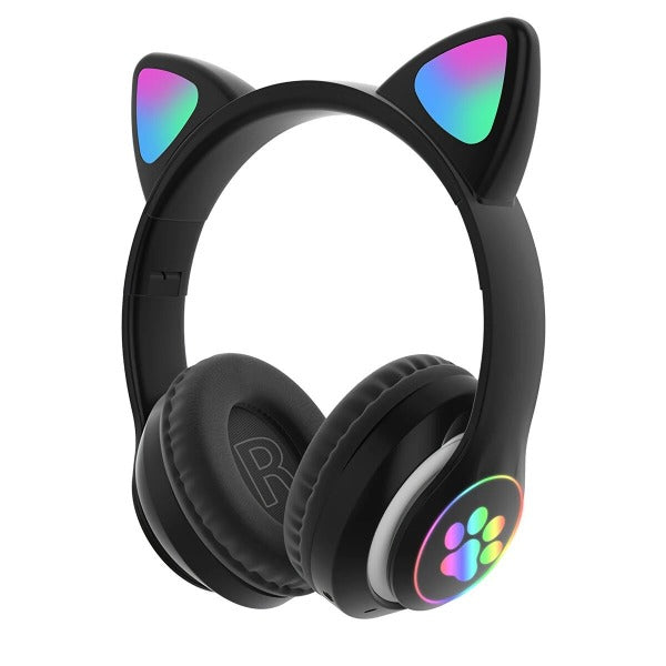 Cute Cat Ear Bluetooth Wireless Headphones Glowing LED RGB Flash Light