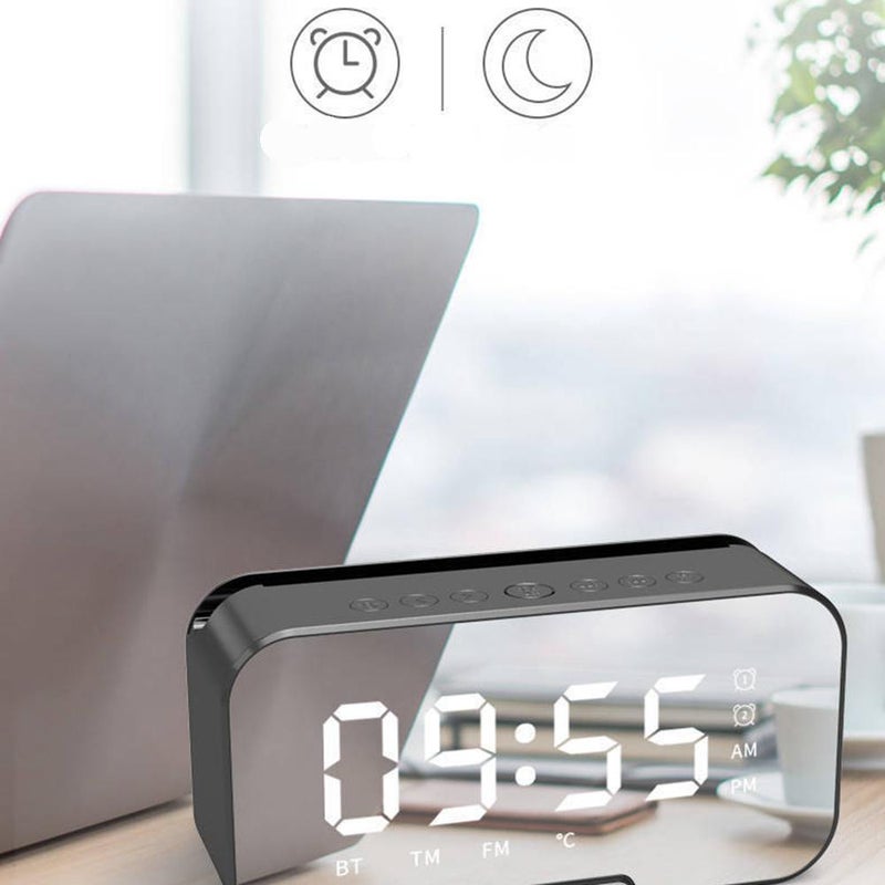 iTEQ Bluetooth Alarm Clock Mirror Card With Day Display Portable Loudspeaker Speaker