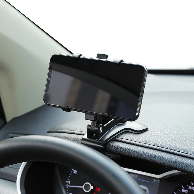 Universal 360° Rotatable Car Dashboard Sun Visor Rear View Mirror Mobile Phone Holder Stand for 3-7 inch