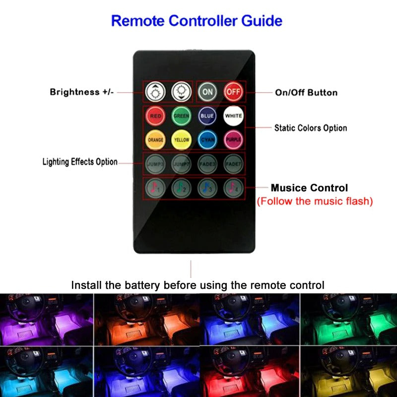 Car LED RGB Strip Light Dash Floor Foot RGB LED Strip