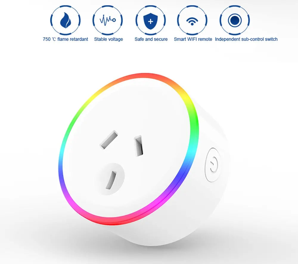 Tuya AU Plug Smart RGB LED Light Smart Wifi Socket Voice Control Works With Alexa Google Home