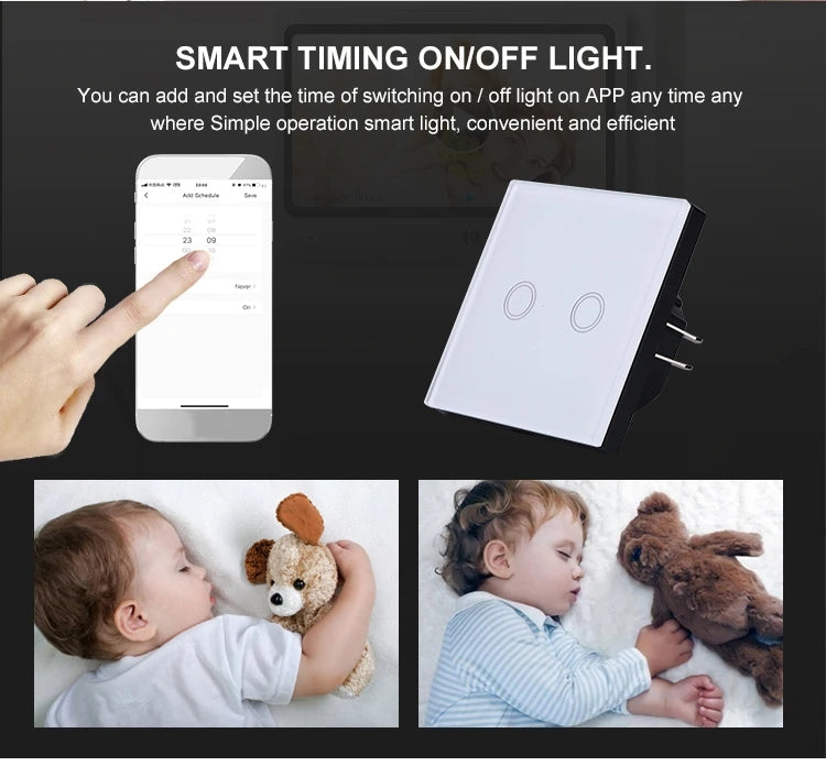 Tuya Smart Light Switch WiFi 4 Gang Wireless Touch Sensor Remote Control