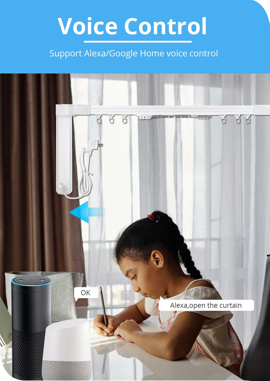 Tuya Smart Curtain Set Electric Curtain Set with Track Motor Remote Control wifi or zigbee