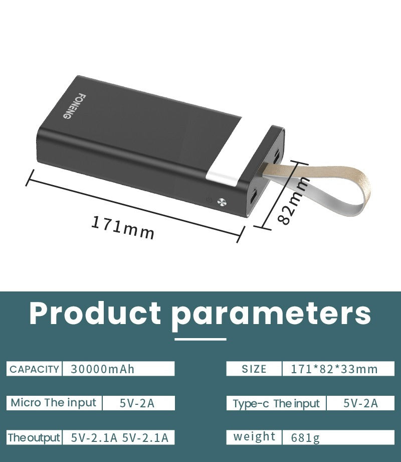 Foneng Big Power Bank portable powerbank 30000 mah