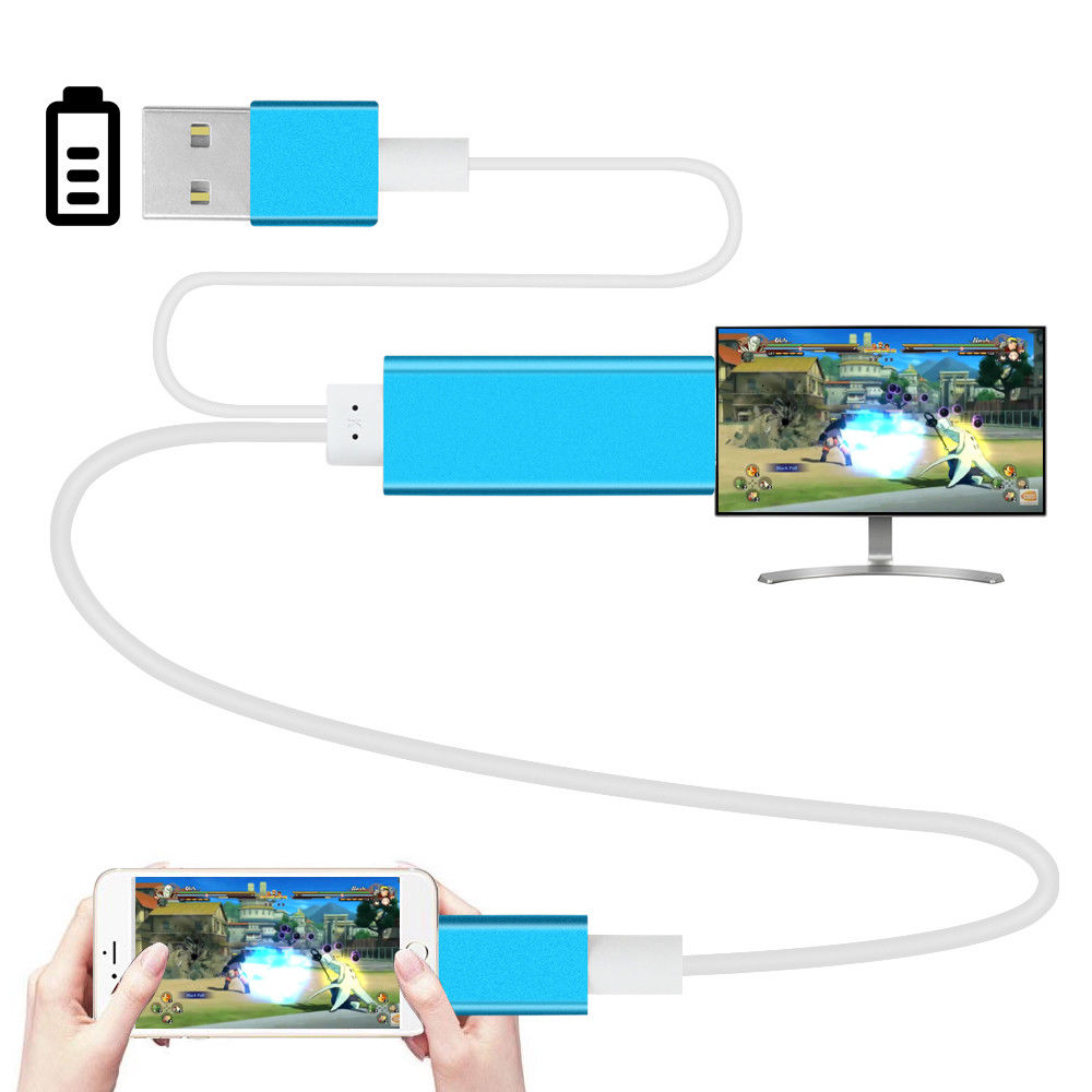 Plug & Play 2m 1080P Lightning to HDMI/HDTV AV TV Cable Adapter for iPhone iPad
