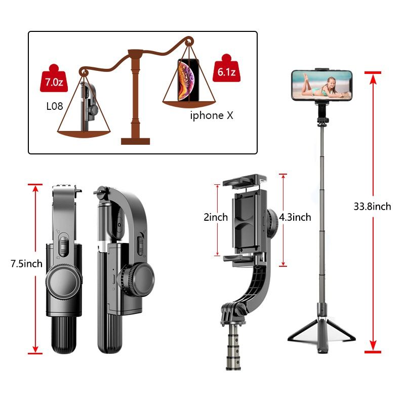 iTEQ Gimbal Stabilizer Selfie Stick Handheld & Tripod Mount For Smartphone LIVE