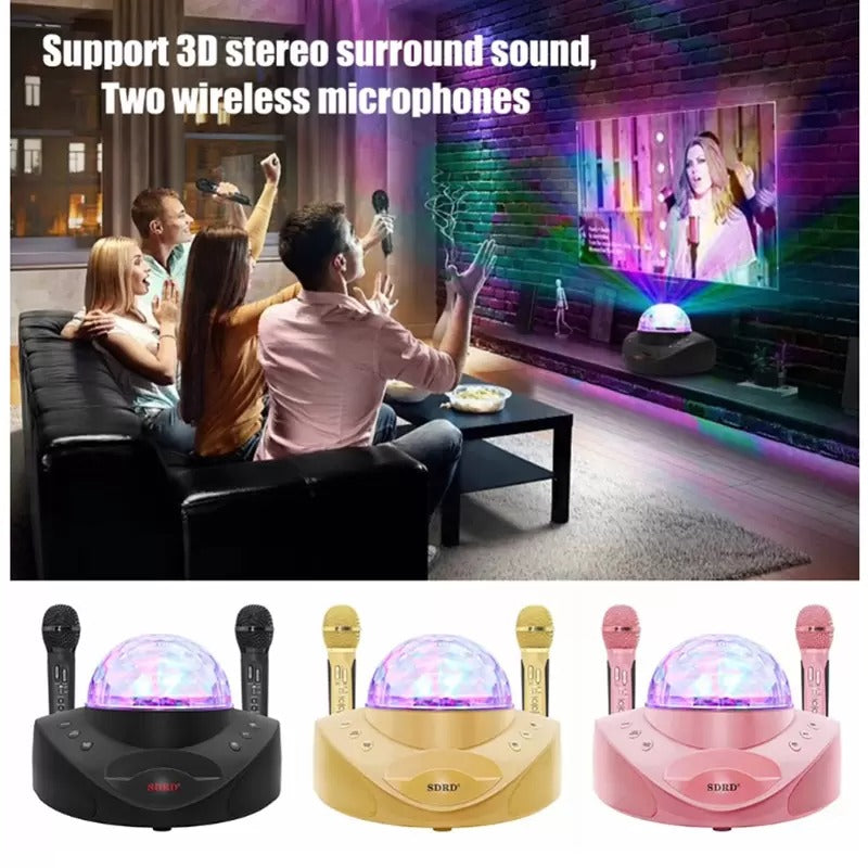 SDRD SD-308 2 in 1 Family KTV Portable Wireless Dual Microphone Bluetooth Speaker