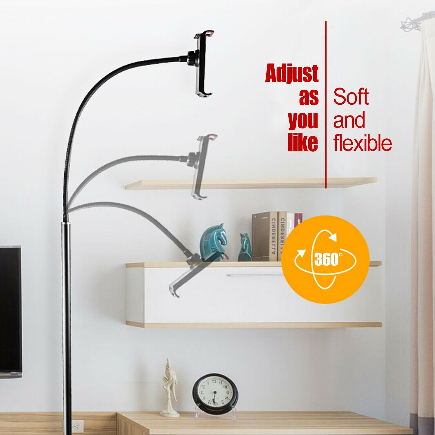 iTEQ Adjustable Iphone iPad Tablet Floor Stand Lazy Mount Holder Arm Bracket up to 9.7 inch ipad