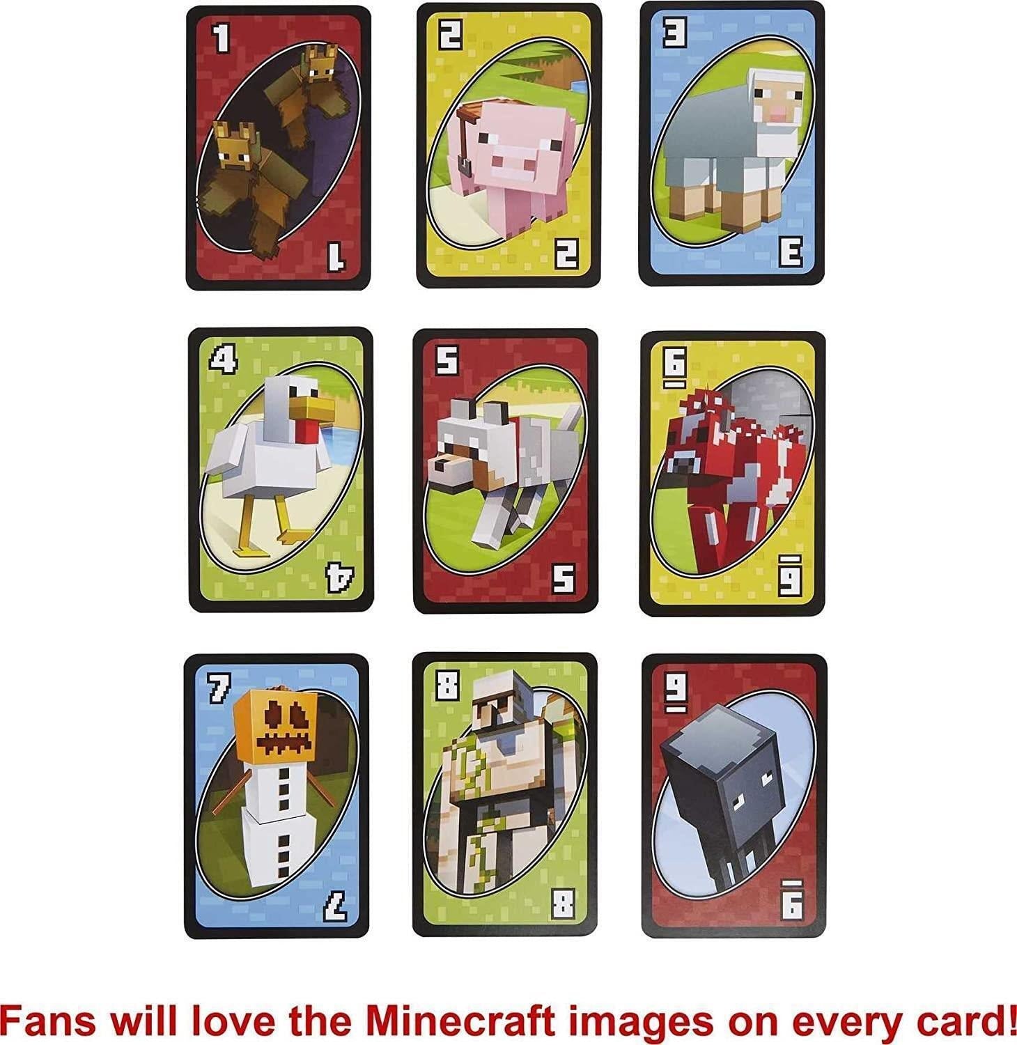 UNO Minecraft Card Game Mattel school holiday fun learning BRAIN TRAINING