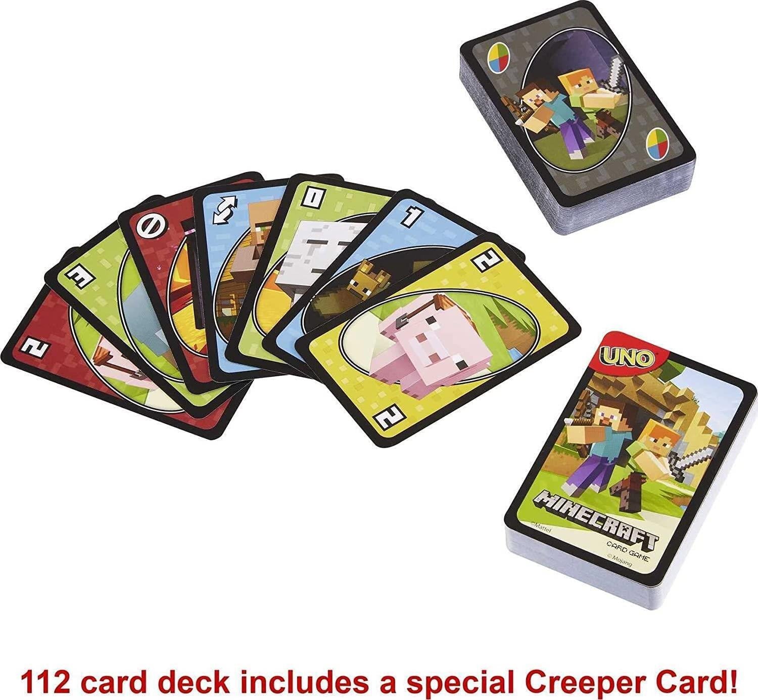 UNO Minecraft Card Game Mattel school holiday fun learning BRAIN TRAINING