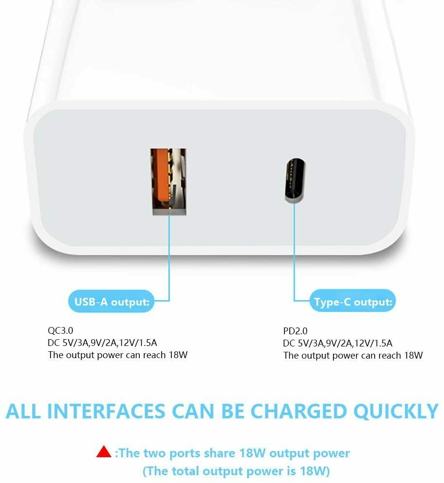 TEQ Qualcomm For iphone Ipad Fast Charger 20W USB-C  20W PD + QC3.0 AU