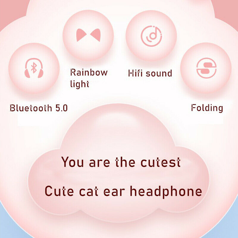 TEQ Cute Kids Headphones Pink Glowing LED Wireless Unicorn Headphone