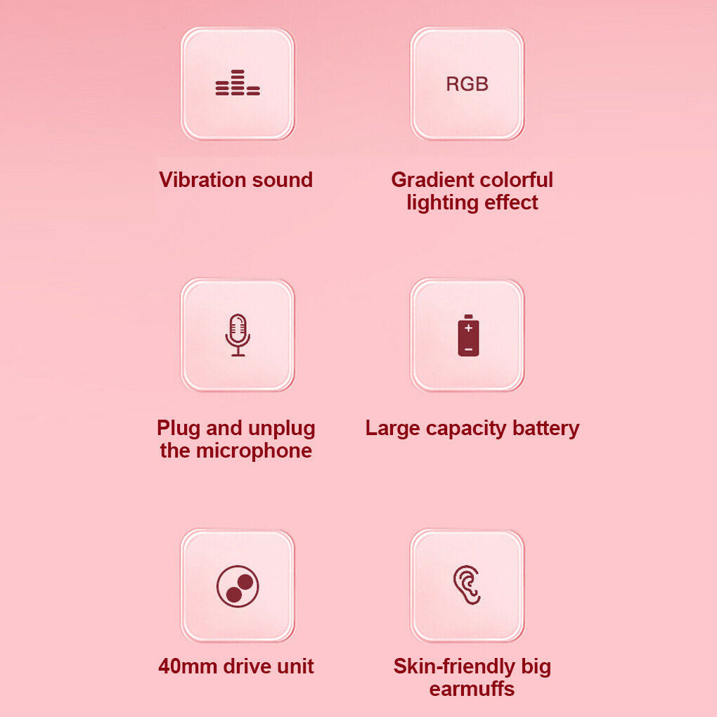 Rabbit Ear Headphones Bluetooth Headset Cute Earphone For Adults Kids