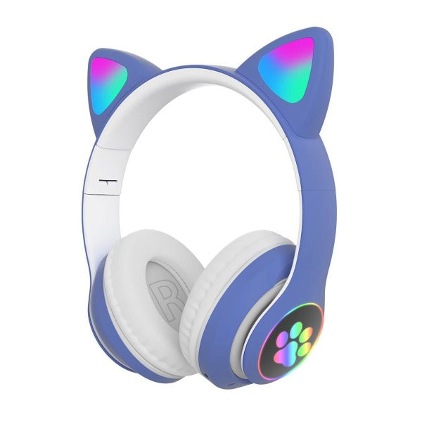 Cute Cat Ear Bluetooth Wireless Headphones Glowing LED RGB Flash Light