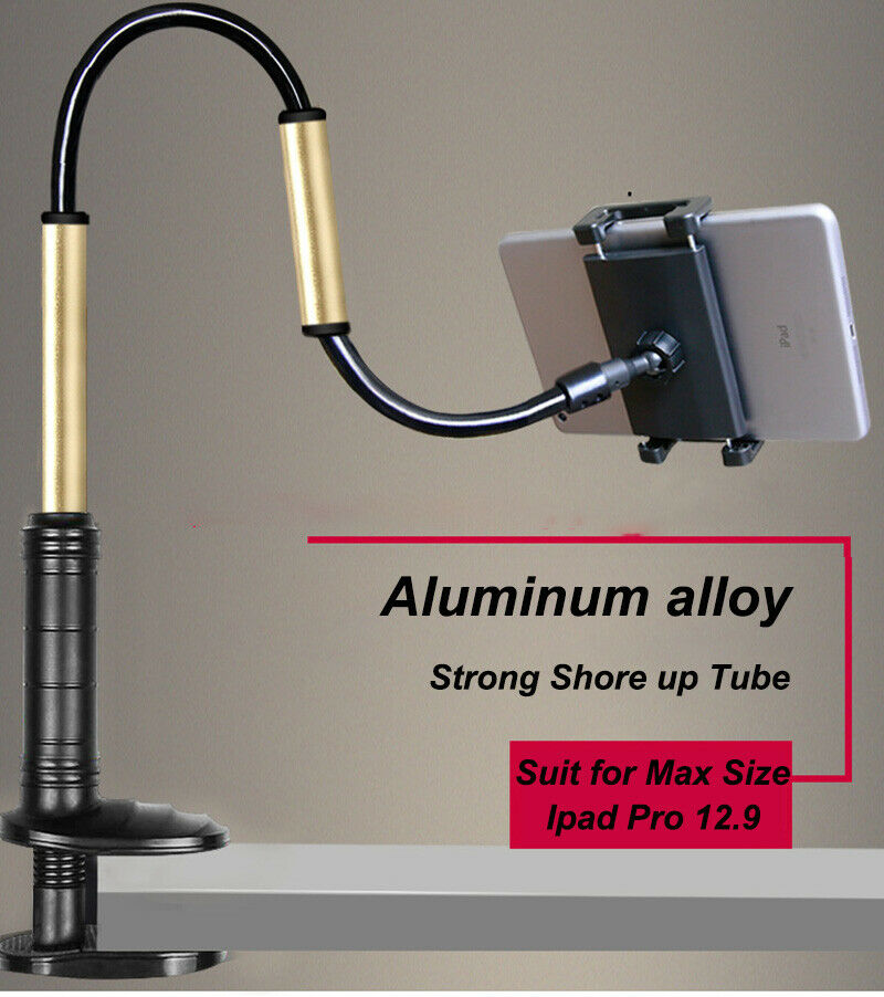 Universal 5kg Lazy Bed Desk 1.2m Tablet Stand Holder Mount ipad 12.9 inch -Black Gold