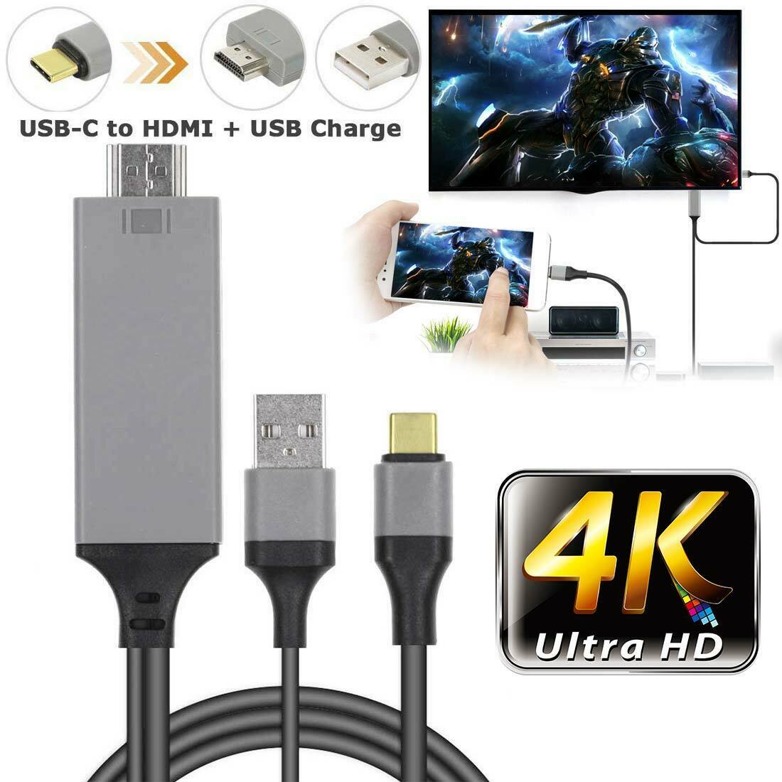 iTEQ Plug Play 2m 4k type c  to Tv Hdmi HDTV AV TV Cable android Samsung smart phone