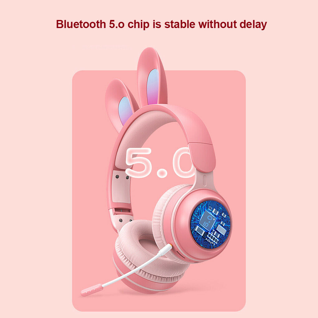 Rabbit Ear Headphones Bluetooth Headset Cute Earphone For Adults Kids