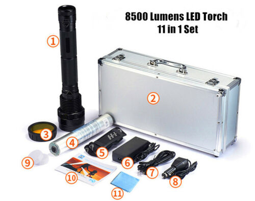 85W 8500 Lumens LED Torch Flashlight 8700mAh Battery Spotlight Big Size