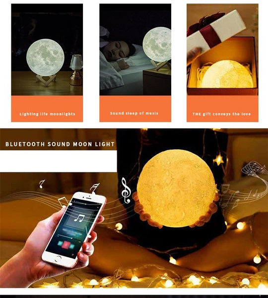 Moon Lamp Night Light 3D Printed Large Lunar Lamp with Stand USB Cable