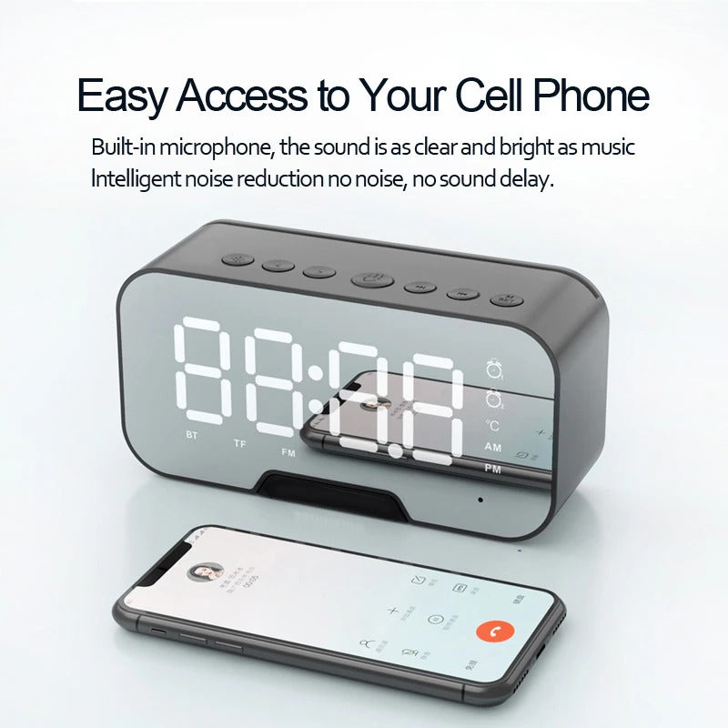 iTEQ Bluetooth Alarm Clock Mirror Card With Day Display Portable Loudspeaker Speaker