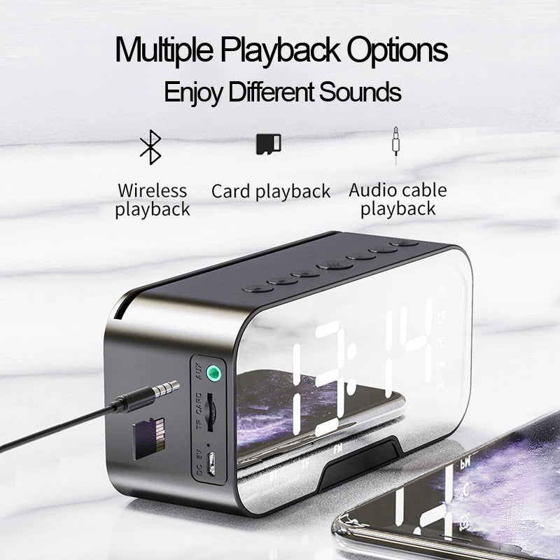 iTEQ Bluetooth Alarm Clock Mirror Card With Day Display Portable Loudspeaker Speaker