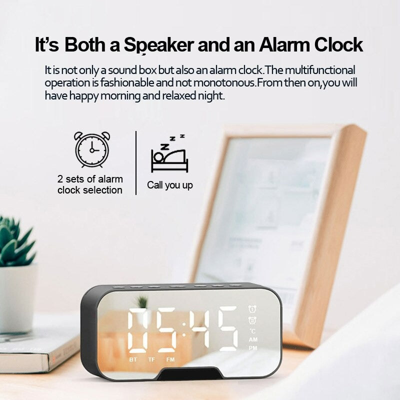 iTEQ Bluetooth Alarm Clock Mirror Card With Day Display Portable Loudspeaker Speaker