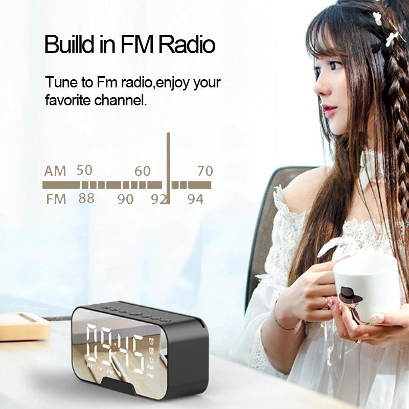iTEQ Bluetooth Alarm Clock Mirror Card With Day Display Portable Loudspeaker Speaker