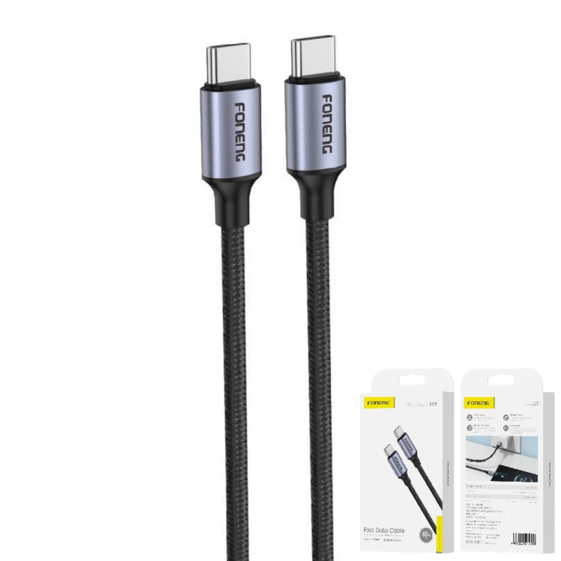 X95 1.2M METAL HEAD BRAIDED C TO TYPE C CABLE -60W
