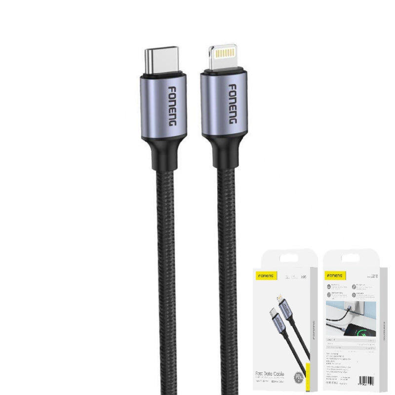 X95 1.2M METAL HEAD BRAIDED C TO Lighting CABLE -20W
